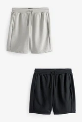 Next Sweatshorts Jersey-Shorts mit Reißverschlusstasche 2er-Pack Dunkelgrau/Grau/Dunkelblau/Hellgrau