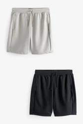 Next Sweatshorts Jersey-Shorts mit Reißverschlusstasche 2er-Pack Dunkelgrau/Grau/Dunkelblau/Hellgrau