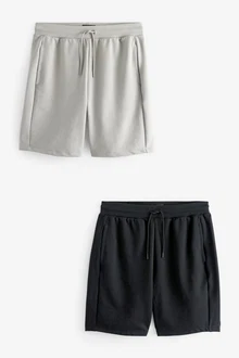 Next Sweatshorts Jersey-Shorts mit Reißverschlusstasche 2er-Pack Dunkelgrau/Grau/Dunkelblau/Hellgrau