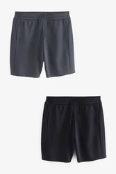 Next Sweatshorts Jersey-Shorts mit Reißverschlusstasche 2er-Pack Dunkelblau/Dunkelgrau/Schwarz/Grau