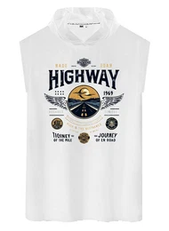 Tanktop Herren Shirt Muskelshirt Gym rmellos mit Highway Motorrad aus Baumwolle
