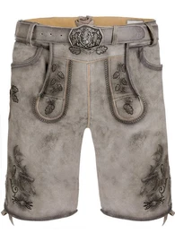 Trachtenlederhose Trachtenlederhose kurz Dieter granit (2-tlg) inkl. Grtel