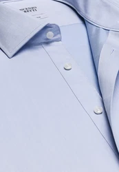 Vincenzo Boretti Businesshemd gerader Schnitt Umschlagmanschette Hellblau/Blau