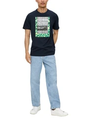 s.Oliver Kurzarmshirt T-Shirt Dunkelblau/Blau/Türkis