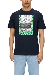s.Oliver Kurzarmshirt T-Shirt Dunkelblau/Blau/Türkis