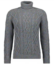 RAGMAN Rollkragenpullover Grau/Dunkelblau/Hellblau