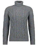 RAGMAN Rollkragenpullover Grau/Dunkelblau/Hellblau