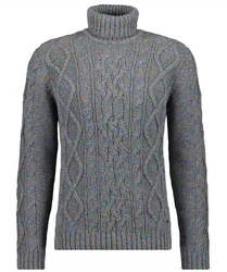RAGMAN Rollkragenpullover Grau/Dunkelblau/Hellblau