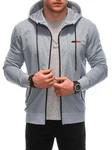 Edoti Kapuzenpullover Kapuzensweatshirt mit Reißverschluss Hellgrau/Grau/Dunkelgrau