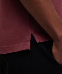 FALKE Poloshirt Garment Dye-Technik Dunkelrot/Bordeaux