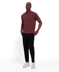 FALKE Poloshirt Garment Dye-Technik Dunkelrot/Bordeaux