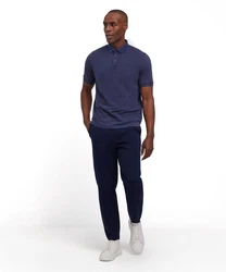 FALKE Poloshirt Garment Dye-Technik Dunkelblau/Blau