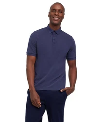FALKE Poloshirt Garment Dye-Technik Dunkelblau/Blau