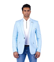 Denim Distriqt Jerseysakko Sportlich Jersey Sakko mit Stretch Hellblau