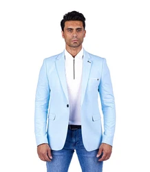 Denim Distriqt Jerseysakko Sportlich Jersey Sakko mit Stretch Hellblau