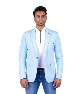 Denim Distriqt Jerseysakko Sportlich Jersey Sakko mit Stretch Hellblau