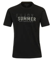 Redmond T-Shirt Round Neck mit Print schwarz