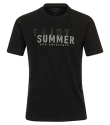 Redmond T-Shirt Round Neck mit Print schwarz