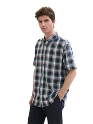 TOM TAILOR Kurzarmhemd Blau/Dunkelblau/Hellblau/Grau