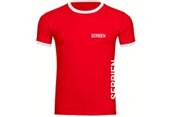multifanshop T-Shirt Kontrast Serbien Rot/Lila