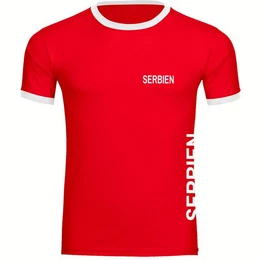 T-Shirt Kontrast Serbien - Brust & Seite - Mnner