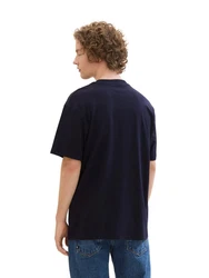 TOM TAILOR Shirt mit Logo Print navy/wei