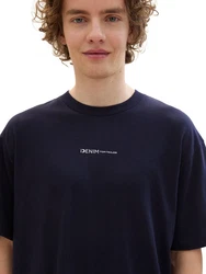 TOM TAILOR Shirt mit Logo Print navy/wei