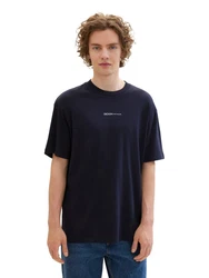 TOM TAILOR Shirt mit Logo Print navy/wei