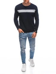 Edoti Sweatshirt Klassisches Sweatshirt für Männer Dunkelblau/Grau/Blau