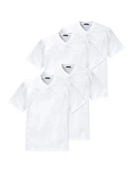 Schiesser T-Shirt American Shirt 4-tlg Weiß/Dunkelblau