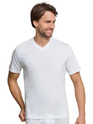 Schiesser T-Shirt American Shirt 4-tlg Weiß/Dunkelblau