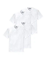 Schiesser T-Shirt American Shirt 4-tlg Weiß/Dunkelblau