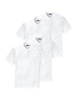 Schiesser T-Shirt American Shirt 4-tlg Weiß/Dunkelblau