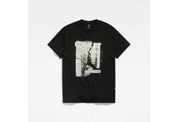 G-STAR HQ Print Shirt Schwarz/Grün/Rot