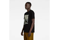 G-STAR HQ Print Shirt Schwarz/Grün/Rot