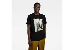 G-STAR HQ Print Shirt Schwarz/Grün/Rot