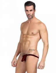 Lau-Fashion Tanga Mini String Transparent Links Slip Wetlook Lack Leder Fetisch Dunkelrot/Rot/Bordeaux