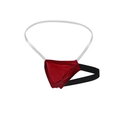 Lau-Fashion Tanga Mini String Transparent Links Slip Wetlook Lack Leder Fetisch Dunkelrot/Rot/Bordeaux