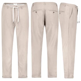 Chinos Herren Leinen Hose Leinenhose Regular Freizeithose Sommer