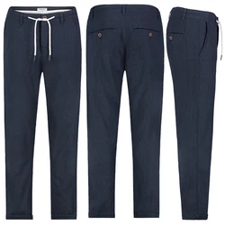 Eight2Nine Chinos Herren Leinen Hose Dunkelblau/Blau/Hellblau