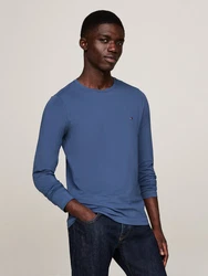 TOMMY HILFIGER Shirt STRETCH SLIM FIT LONG SLEEVE Dunkelblau/Grau/Blau