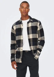 ONLY & SONS Karohemd GUDMUND LIFE LS 3T CHECK SHIRT creme / navy / schwarz
