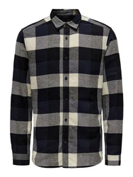 ONLY & SONS Karohemd GUDMUND LIFE LS 3T CHECK SHIRT creme / navy / schwarz