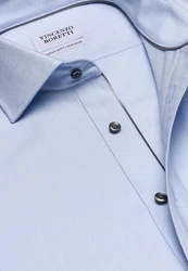 Vincenzo Boretti Businesshemd gerader Schnitt Hellblau/Blau
