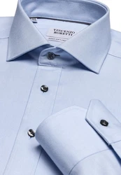 Vincenzo Boretti Businesshemd gerader Schnitt Hellblau/Blau