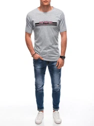 Edoti Print-Shirt T-Shirt für Männer Grau/Dunkelgrau/Hellgrau
