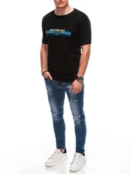 Edoti Print-Shirt T-Shirt für Männer Schwarz/Blau/Braun