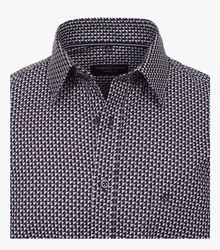 CASAMODA Langarmhemd Casual Fit Hellblau/Dunkelblau/Bordeaux