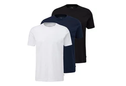 QS T-Shirt Basic im 3er Pack Dunkelblau/Blau/Weiß