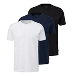 QS T-Shirt Basic im 3er Pack Dunkelblau/Blau/Weiß